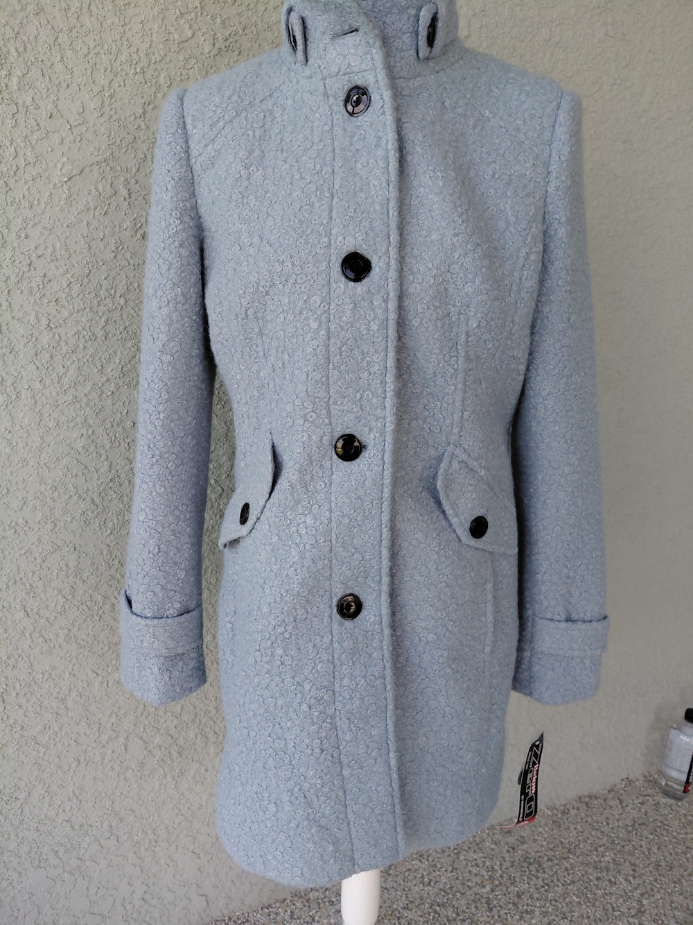 ​NWT Below Zero by Rothschild Light Blue Boucle Faux Wool Jacket Coat Size M - Picture 3 of 16